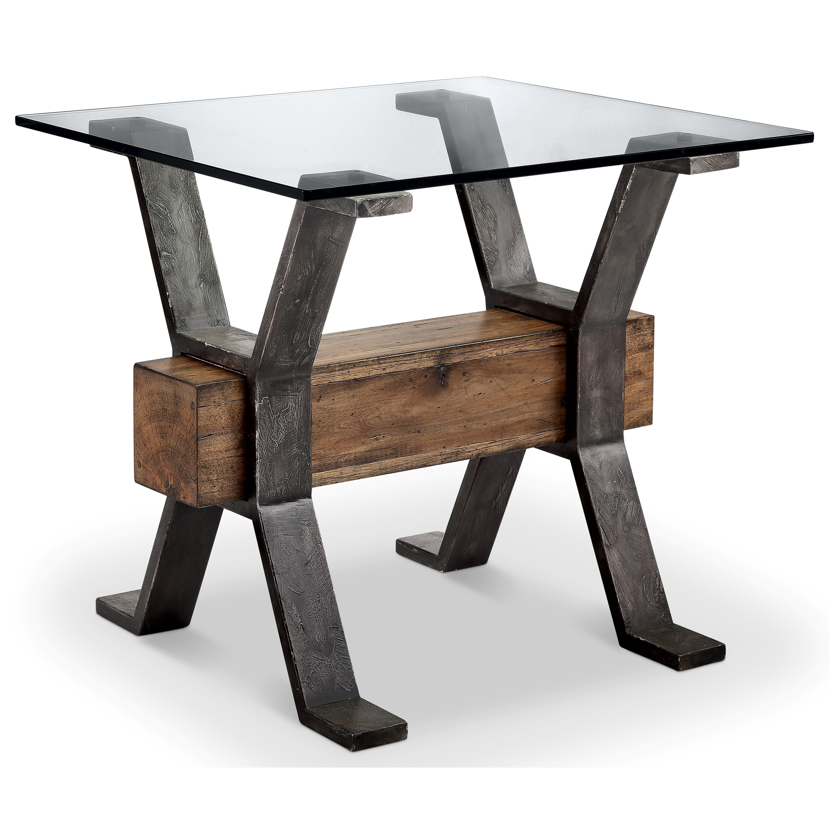 Magnussen Home Sawyer MH MAT171011 Industrial End Table with Reclaimed